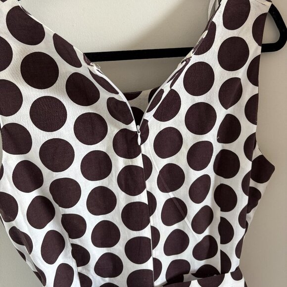 Tradition Women's Brown/White Polka Dot Sleeveless Midi Dress 97% Cotton Sz18W - Picture 3 of 5